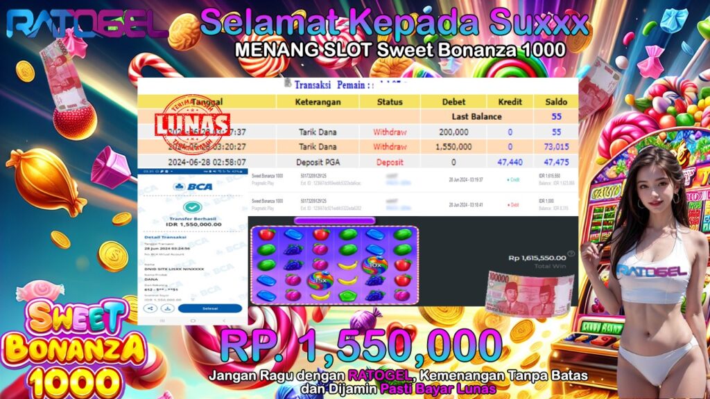 BUKTI JACKPOT SLOT SWEET BONANZA 1000 TERPERCAYA DI INDONESIA TGL 28-06-2024