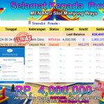 BUKTI JACKPOT SLOT MAHJONG WAYS TERPERCAYA DI INDONESIA TGL 24-06-2024