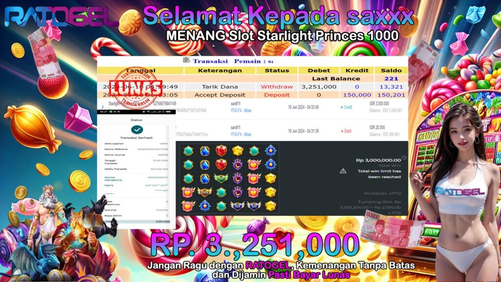 BUKTI JP SLOT STARLIGHT PRINCESS 1000 TERPERCAYA DI INDONESIA