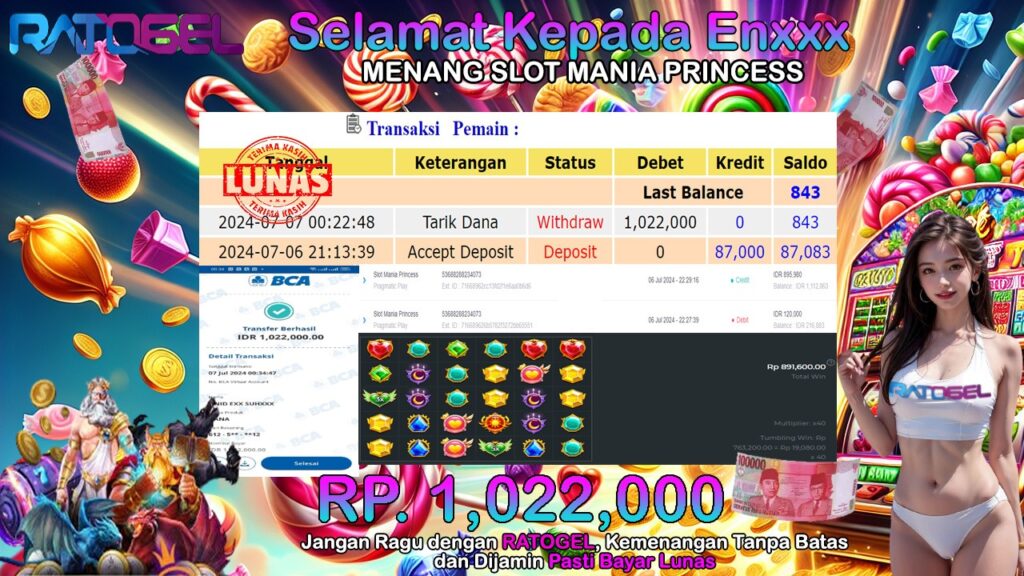 BUKTI JACKPOT SLOT MANIA PRINCESS TERPERCAYA DI INDONESIA TGL 07-07-2024