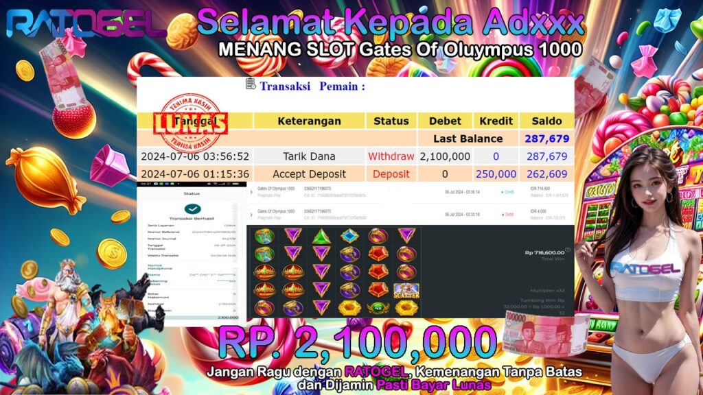 BUKTI JACKPOT SLOT GATES OF OLYMPUS 1000 TERPERCAYA DI INDONESIA TGL 06-07-2024