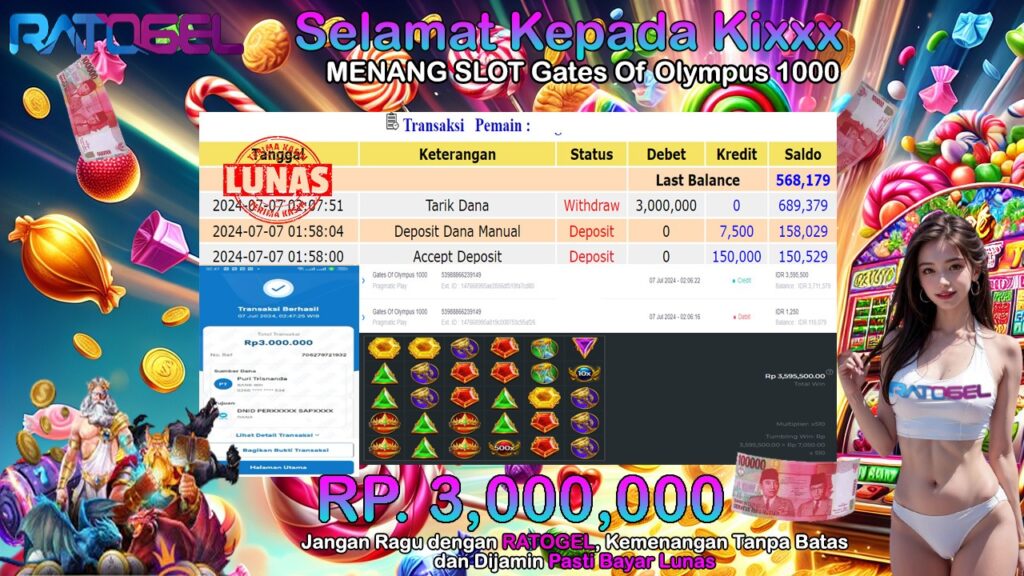 BUKTI JACKPOT SLOT GATES OF OLYMPUS 1000 TERPERCAYA DI INDONESIA TGL 07-07-2024